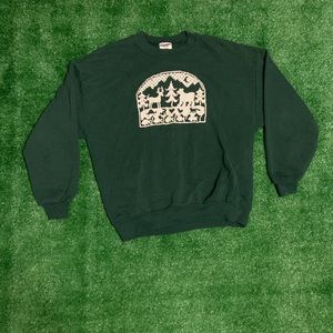 Festive green forest cute embroidered sweater